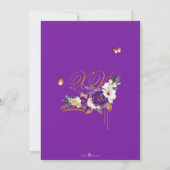 Violet Paars Roos Butterfly Gold Tiara Quince Kaart (Achterkant)