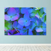 Violet paars roze blauw Hydrangeenbloemen Canvas Afdruk (Insitu (Houten vloer))