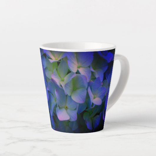 Violet paars roze blauwe hydrangeas latte mok (Rechterhoek)