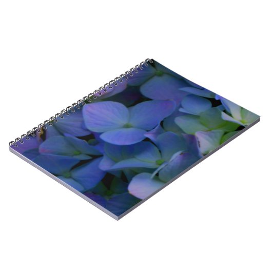 Violet paars roze blauwe hydrangeenbloem notitieboek (Linkerzijde)