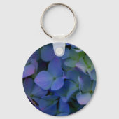 Violet paars roze blauwe hydrangeenbloem sleutelhanger (Voorkant)