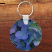 Violet paars roze blauwe hydrangeenbloem sleutelhanger (Voorkant)