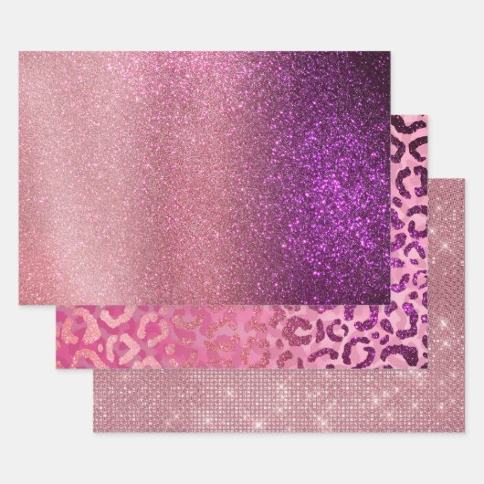 Violet Paars roze driestuksnep ombre gradiënt Inpakpapier Vel (Set)