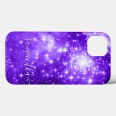 Violet Paars Sparkly Stars Celestial Foto Case-Mate iPhone Case (Achterkant (horizontaal))