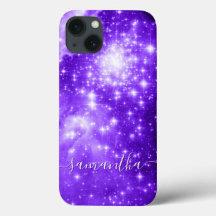 Violet Paars Sparkly Stars Celestial Foto Case-Mate iPhone Case
