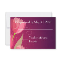 Violet Paars Transparante Floral Wedding RSVP