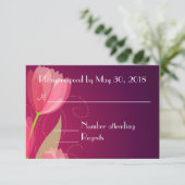 Violet Paars Transparante Floral Wedding RSVP (Staand voorkant)