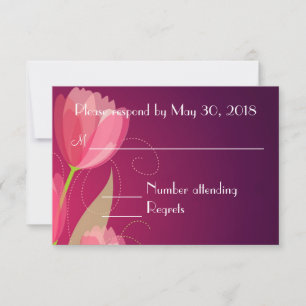 Violet Paars Transparante Floral Wedding RSVP