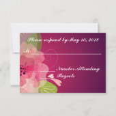 Violet Paars Transparante Floral Wedding RSVP (Voorkant)