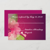 Violet Paars Transparante Floral Wedding RSVP (Voorkant / Achterkant)