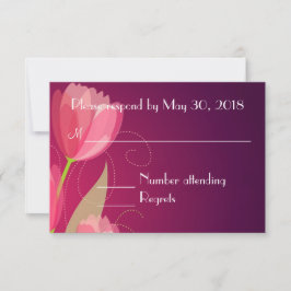 Violet Paars Transparante Floral Wedding RSVP Kaartje