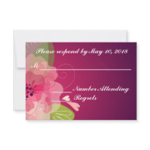 Violet Paars Transparante Floral Wedding RSVP