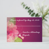 Violet Paars Transparante Floral Wedding RSVP Kaartje (Staand voorkant)