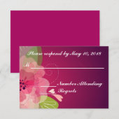 Violet Paars Transparante Floral Wedding RSVP Kaartje (Voorkant / Achterkant)