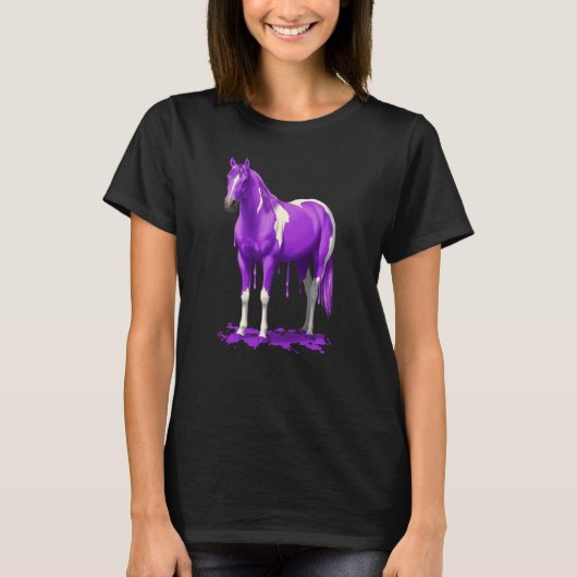 Violet Paars uitstrijken Natte verf Paard T-shirt (Voorkant)