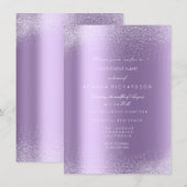 Violet Paars Witte glitter Leafs Zand Lijst Glam Kaart (Voorkant / Achterkant)