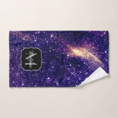 Violet paarse abstracte galaxy Custom Monogram Bad Handdoek (Handdoek)