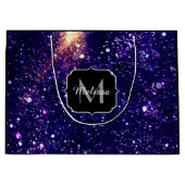 Violet paarse abstracte galaxy Custom Monogram Large Cadeautasje (Voorkant)