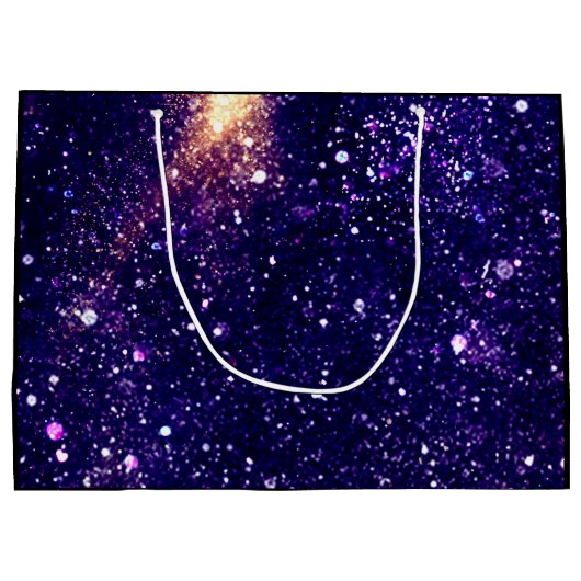 Violet paarse abstracte galaxy Custom Monogram Large Cadeautasje (Achterkant)
