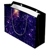 Violet paarse abstracte galaxy Custom Monogram Large Cadeautasje (Achterkant Gekanteld)