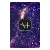 Violet paarse abstracte galaxy Custom Monogram Mini Klembord (Achterkant)