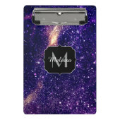 Violet paarse abstracte galaxy Custom Monogram Mini Klembord (Voorkant)