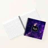 Violet paarse abstracte galaxy Custom Monogram Notitieboek (Binnen)