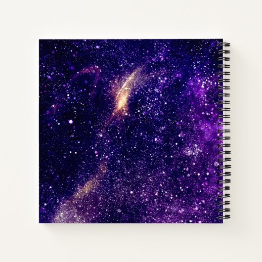 Violet paarse abstracte galaxy Custom Monogram Notitieboek (Achterkant)