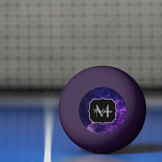 Violet paarse abstracte galaxy Custom Monogram Pingpongbal (Net)