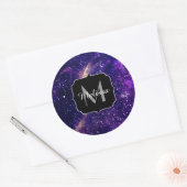 Violet paarse abstracte galaxy Custom Monogram Ronde Sticker (Envelop)