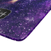 Violet paarse abstracte galaxy Custom Monogram Snijplank (Hoek)
