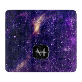 Violet paarse abstracte galaxy Custom Monogram Snijplank (Voorkant)
