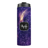 Violet paarse abstracte galaxy Custom Monogram Thermosbeker (Voorkant)