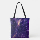 Violet paarse abstracte galaxy Custom Monogram Tote Bag (Achterkant)