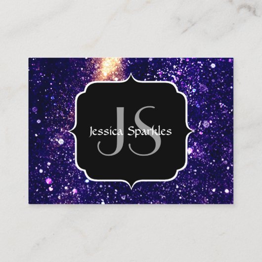 Violet paarse abstracte galaxy Custom Monogram Visitekaartje (Achterkant)