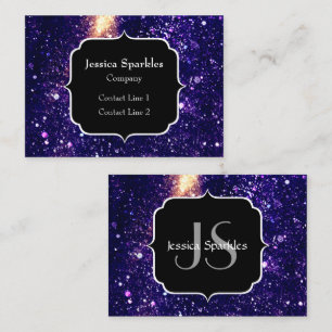 Violet paarse abstracte galaxy Custom Monogram Visitekaartje