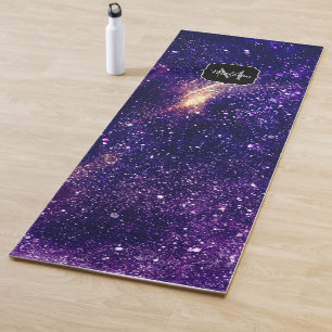 Violet paarse abstracte galaxy Custom Monogram Yogamat