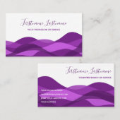 Violet paarse abstracte golven, kalligrafie visitekaartje (Voorkant / Achterkant)