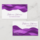 Violet paarse abstracte golven kalligrafie visitekaartje (Voorkant / Achterkant)