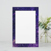 Violet paarse abstracte sterrenstelsel universum briefpapier (Staand voorkant)
