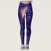 Violet paarse abstracte sterrenstelsel universum leggings (Voorkant)