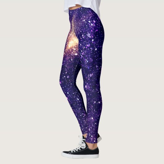 Violet paarse abstracte sterrenstelsel universum leggings (Links)