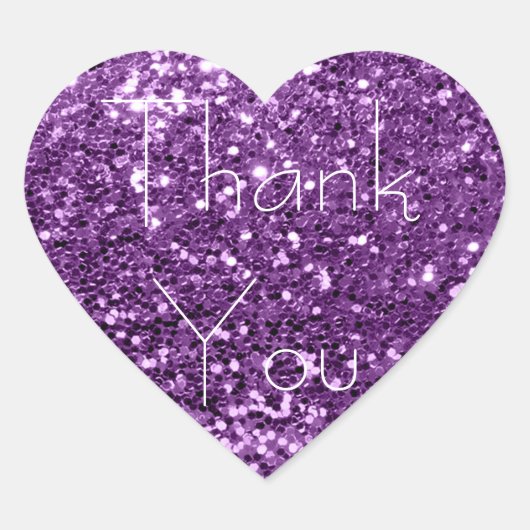 Violet Paarse Amethyst Glitter Glam Hartelijk dank Hart Sticker (Voorkant)