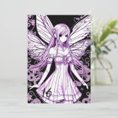 Violet Paarse Anime Prinses Sweet 16 Verjaardag Kaart (Staand voorkant)