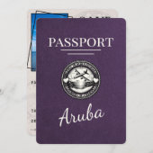 Violet Paarse Aruba Passport Bewaar de datum Save The Date (Voorkant / Achterkant)