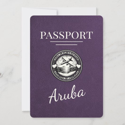Violet Paarse Aruba Passport Bewaar de datum Save The Date (Voorkant)