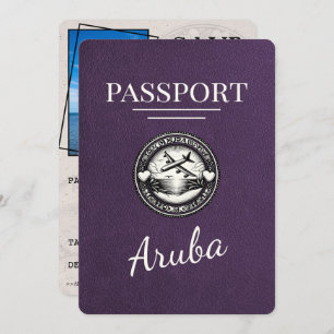 Violet Paarse Aruba Passport Bewaar de datum Save The Date