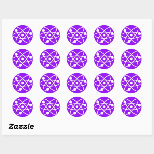 Violet Paarse Atom Ronde Sticker (Vel)