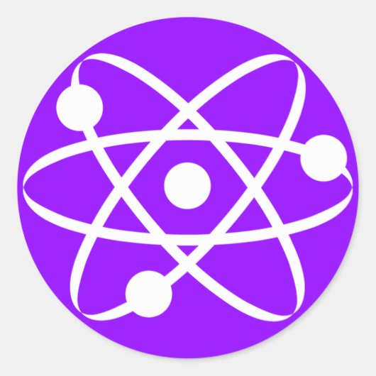 Violet Paarse Atom Ronde Sticker (Voorkant)