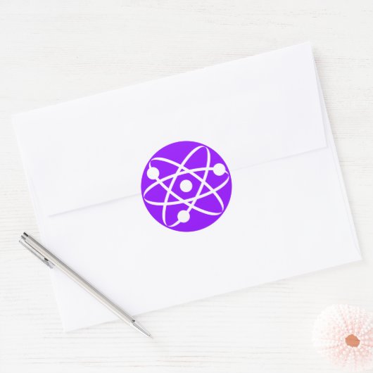 Violet Paarse Atom Ronde Sticker (Envelop)